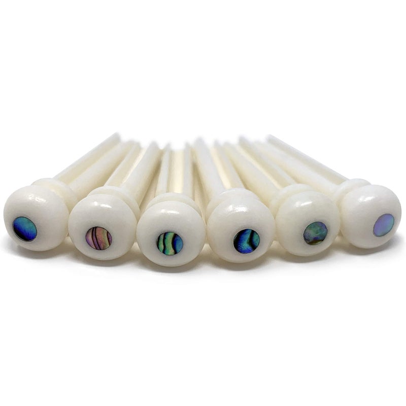 Crosby Slotted Pure Bone Bridge Pins with Abalone Dot Inlay for 6 & 12 String Acoustic Guitar - Image 1